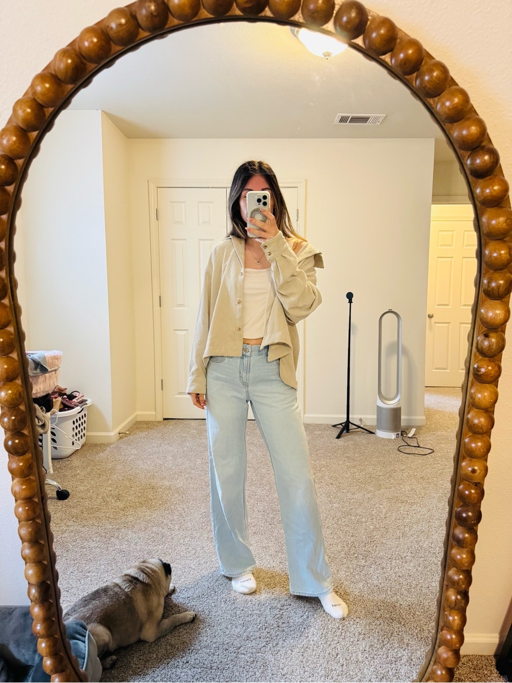 Industry Cream Corduroy Oversized Button Up Shacket Size L